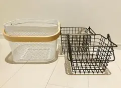 IKEA リーサトルプ　ホワイト／ワイヤーバスケット