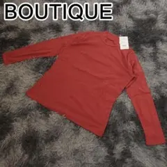 新品タグ付き リブハイネック カットソー レディース レッド XL