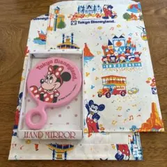 東京ディズニーランド ミニーマウス 手鏡　　昭和レトロ　紙袋二枚