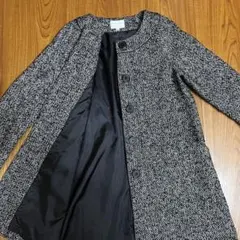 ★最終セール　マリクレールビス　ノーカラーコートツイードM