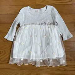 プティマイン 七分袖 グレーリブニット