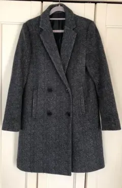 コムサイズムチェスターコート濃紺グレー系色Ｌサイズ