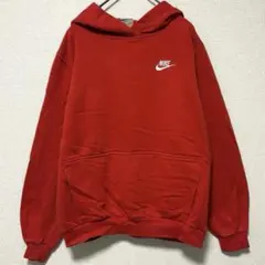 NIKE パーカー ロゴ刺繍 XL 赤 白 ゆったり 裏起毛のサムネイル
