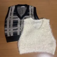 ノースリーブニット白