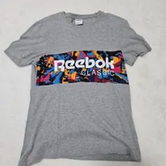 Reebok グレー Tシャツ 古着 ロゴプリント ストリート