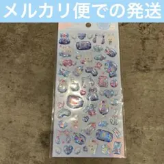 オーロラ　ホログラム　ぷっくり　シール　うさぎ　BLUE With RABBIT