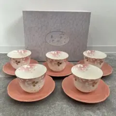 未使用 宇野千代 茶菓揃 桜模様 湯飲みとソーサーセット 5客セット