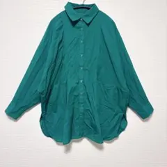 PAGEBOY ナイロンシャツ ロング グリーン 長袖 オーバーサイズ Fのサムネイル