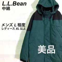 美品 90s エルエルビーン 中綿 マウンテンジャケット 刺繍ロゴ 緑 L