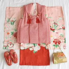 七五三 3歳 女の子 子供 アンティーク 正絹 着物 被布 セット