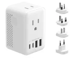 海外旅行用変圧器 220V 100V 変換 ACコンセント2口＋USBポート4個