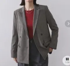 OPAQUE.CLIP グレンチェックダブルジャケット