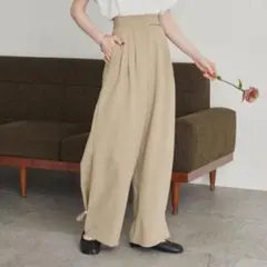 hinari/ヘムフック2WAYワイドパンツ/ベージュ/Sサイズ/送料無料