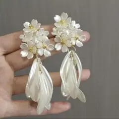 桜　ピアス　ウェディング　前撮り　結婚　結婚式　ブライダル