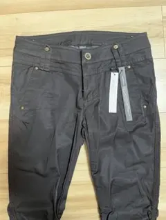 【新品未使用】qualite カリテ☆シャーリング スキニーパンツ☆ブラック☆1