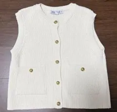 ZARA ニット トップス ノースリーブ 白
