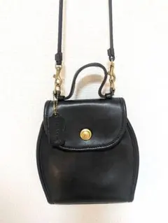 OLD COACH レザー ショルダーバッグ ブラック - メルカリ