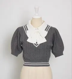 pium 】レイヤードケーブルニット ルミネ限定カラー ブラック×ミックス