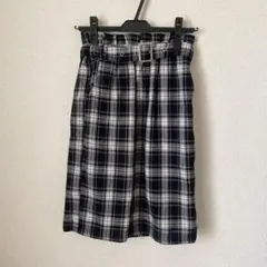 チェック柄タイトスカート ベルト付き