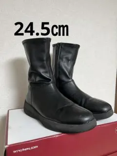 UNIQLO ユニクロ ブーツ 黒 24.5cm ショートブーツ サイドジップ