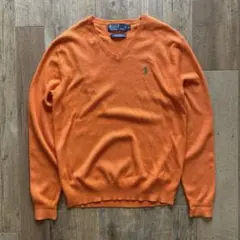 90s ralph lauren ポロ ラルフローレン オレンジ Vネックニット