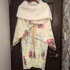 花柄羽織とファーショールセット♥長羽織　ストール　和洋折衷