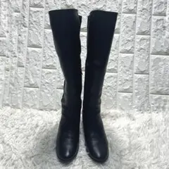 めぐこ様専用23区　ロングブーツ　レザー×ストレッチ　ブラック　黒