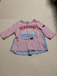 DOUBLE.B 長袖Tシャツ ピンク ストライプ