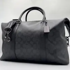 美品✨コーチ ボストンバッグ トレッカー 2way シグネチャー レザー 黒