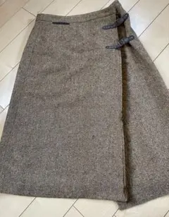 NEWYORKER ウールフリンジスカート ブラウン