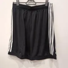 アディダス ハーフパンツ 黒 白ストライプ　XOサイズ