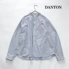 ダントン✨　バンドカラーシャツ オックスフォード ストライプ　36(L相当)