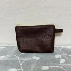 ブラウン・ライトブラウン フェイクレザーポーチ