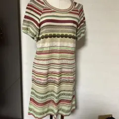 Bois de Boulogne ストライプ ニットワンピース 半袖
