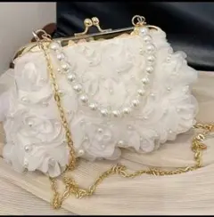パーティ バッグ 結婚式 がま口 パール 2way 白 成人式 和装 着物