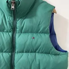 【美品/古着】トミーヒルフィガー ダウンベスト グリーン×ネイビー