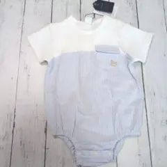 Cottoli ホワイト・ストライプロンパース　80