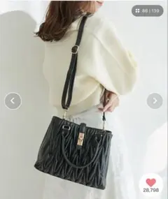 MAJESTIC LEGON クラシカルスクエアハンドバッグ　ブラック