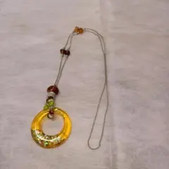 イエローフラワーペンダントネックレス　約40cm