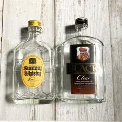 インテリア　リメイク　ウィスキー　空き瓶 180ml クリアボトル