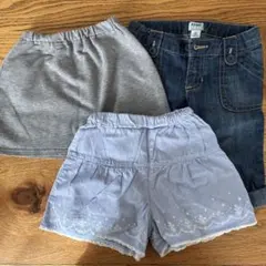 子供ボトムス3点セット　サイズ90 ハーフパンツ　スカート