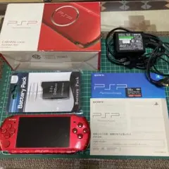 【美品】SONY PSP-3000本体 ラディアントレッド新品互換バッテリー付き
