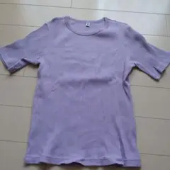 リブ編みラベンダーTシャツ 半袖