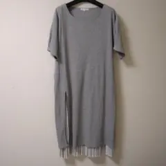 THE SHOP TK グレー 半袖カットソーワンピース Lサイズ