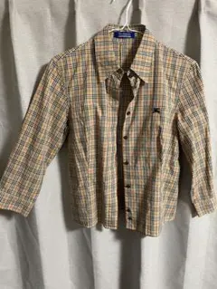 BURBERRY BLUE LABEL ノバチェック ロゴ刺繍 長袖 シャツ
