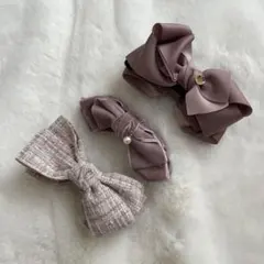 【未使用品】リボンヘアアクセサリー　バナナクリップ3点セット