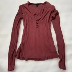 FOREVER 21 リブ長袖カットソー ボルドーのサムネイル