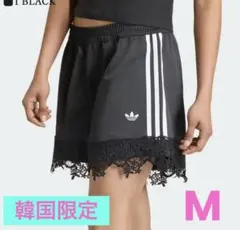 韓国 アディダス レース サテン ショートパンツ ブラック S - メルカリ