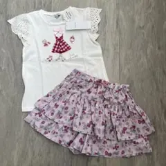 新品 anyfam ANY キッズ 半袖 Tシャツ フリル キュロット 120