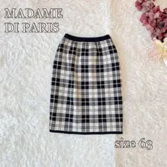 ⚫︎MADAMEDIPARIS 千鳥柄ニットスカート（63-90）膝丈フェミニン